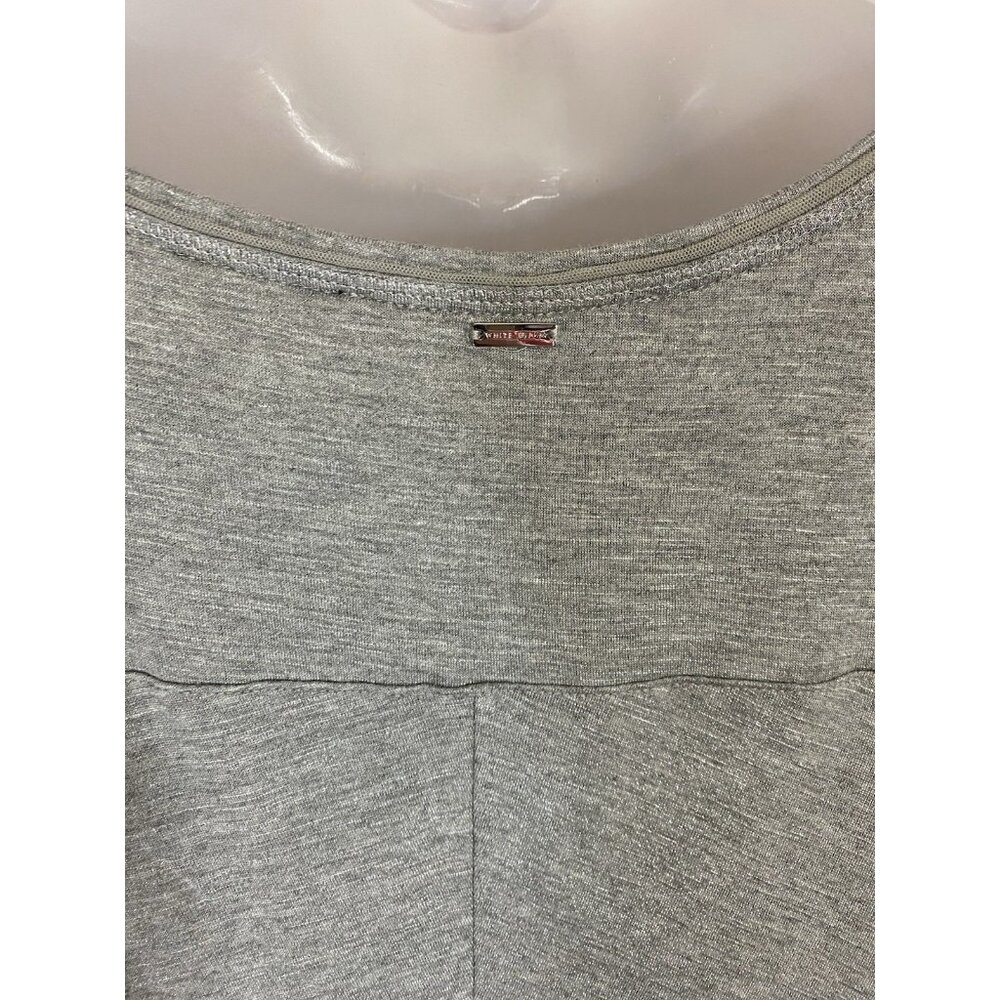 White House Black Market Gray Shimmer Silver Blouse Shirt Large Dolman 9996 - Picture 8 of 11